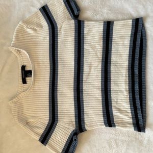 Forever 21 Striped Half Sleeve Crop Top